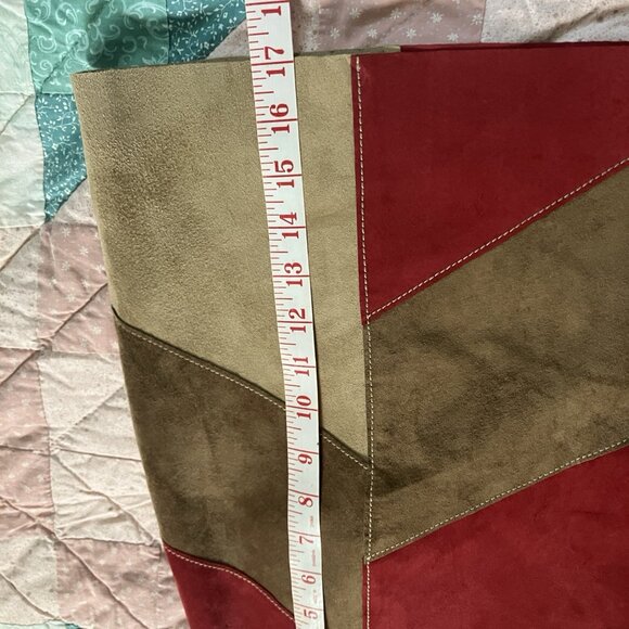 Kenneth Cole Suede Leather Patchwork Mini Skirt Womens 8 Y2K Gilmore Friends - Picture 7 of 10